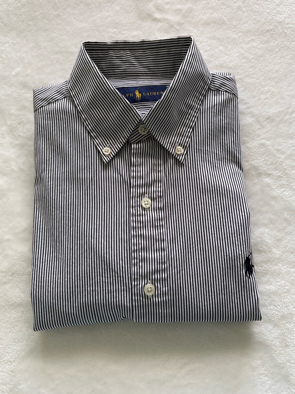 Ralph Lauren Men’s Navy & White Pinstripe Button-Down Shirt Size S